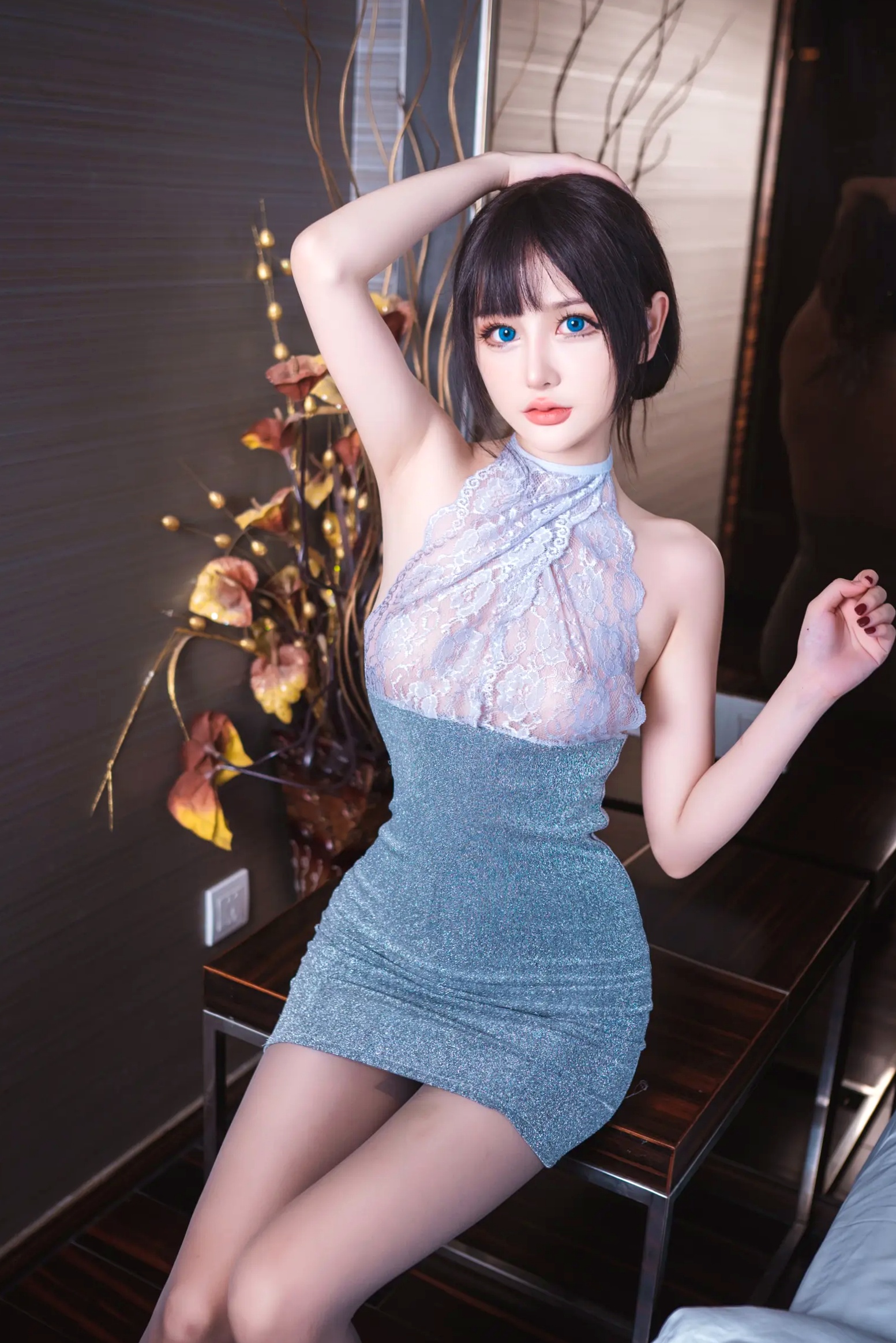蛋蛋：蓝瞳精灵、蕾丝诱惑与绝美灰丝，带来极致视觉盛宴 [43P]