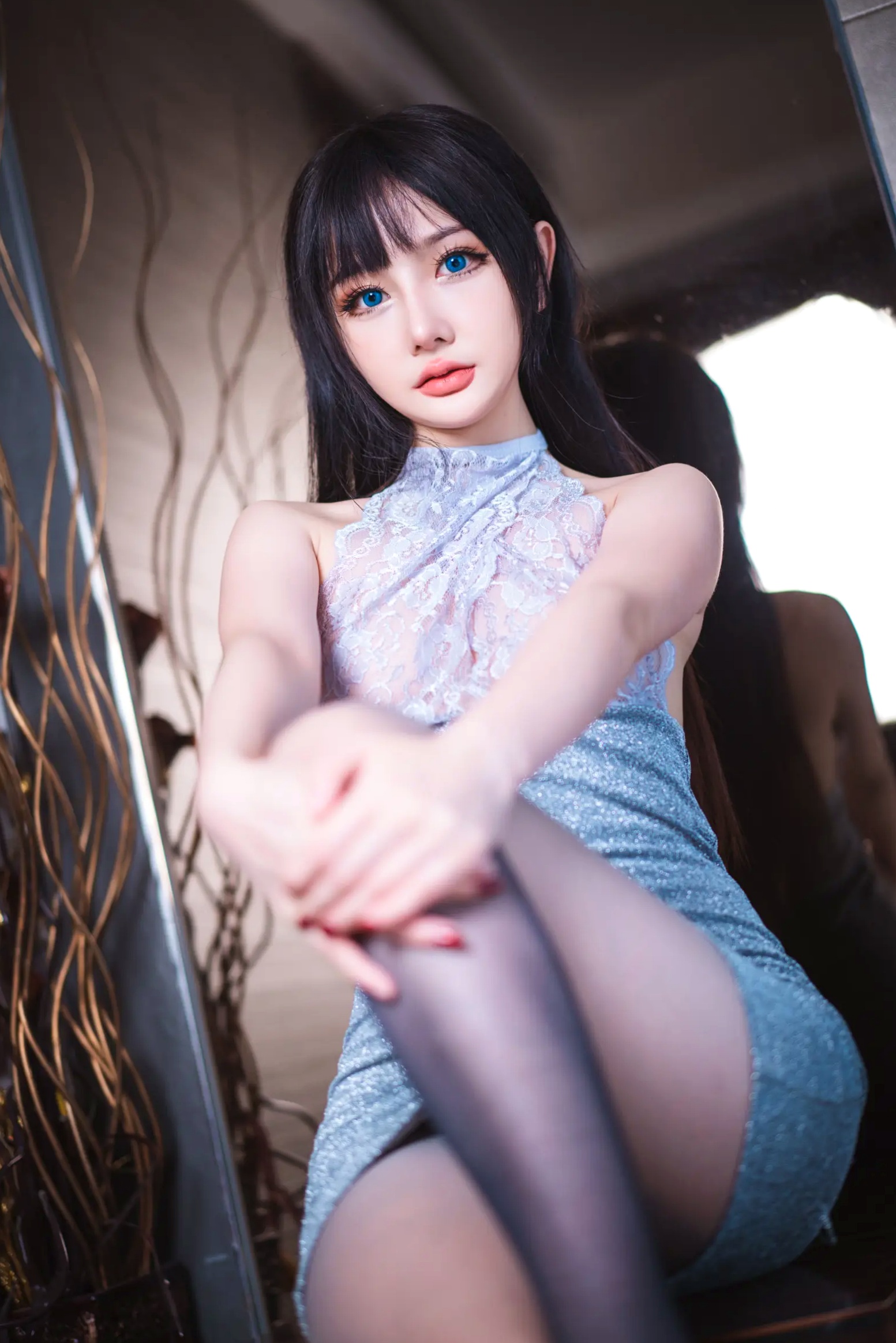 蛋蛋：蓝瞳精灵、蕾丝诱惑与绝美灰丝，带来极致视觉盛宴 [43P]