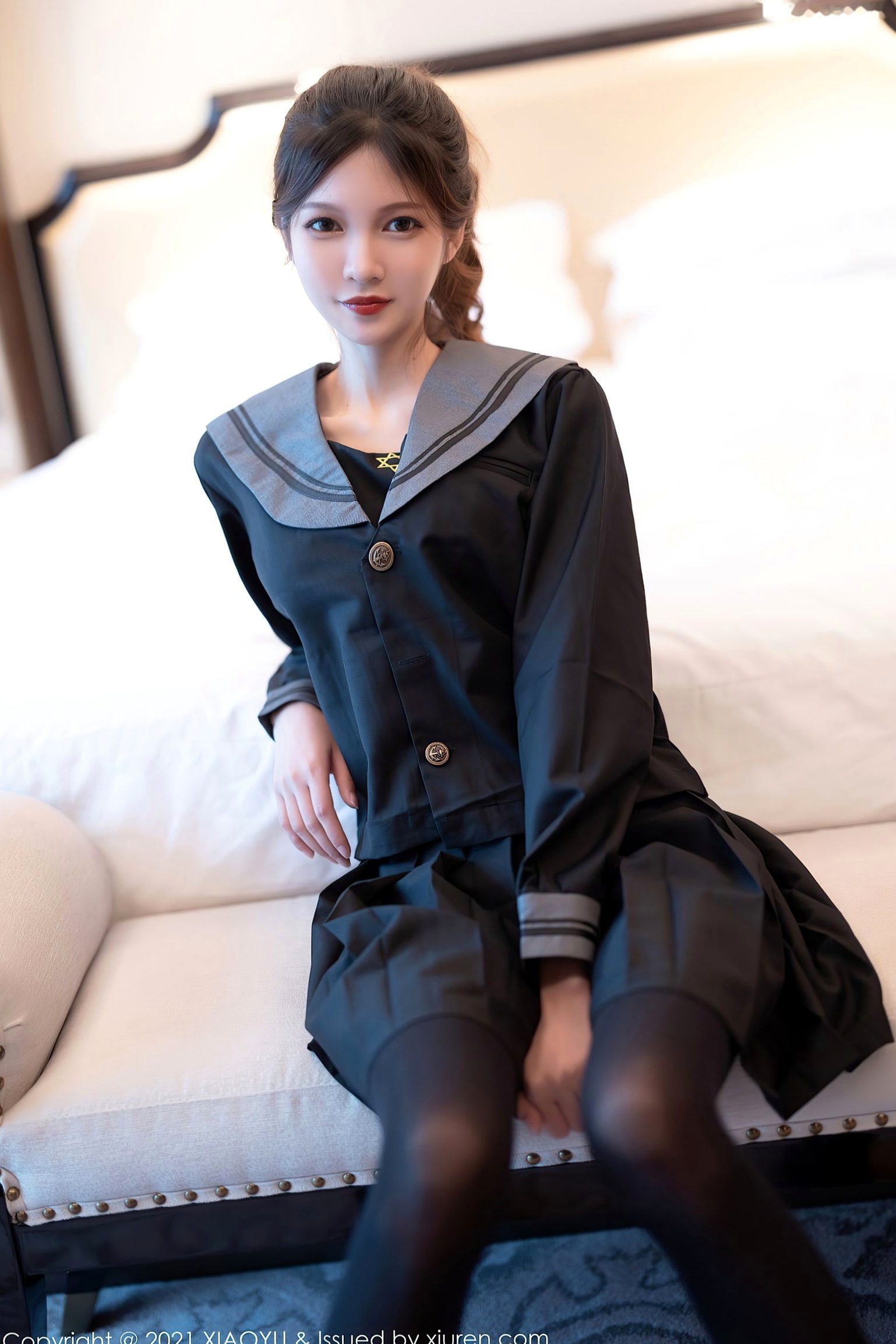 XiaoYu语画界-591-程程程-私房室内学院制服诱惑与黑丝内衣大尺度写真